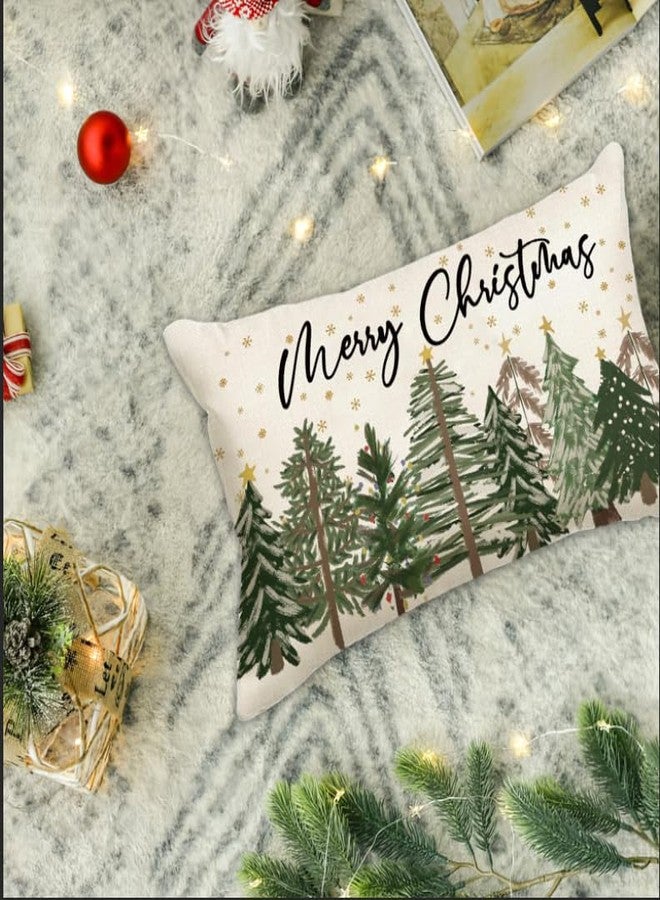 Baccessor Merry Christmas Pillow Cover 12x20 Inch, Xmas Trees Lumbar Pillow Case Christmas Winter Decoration for Cushion Sofa Couch Indoor Outdoor 1 Piece - Image 2